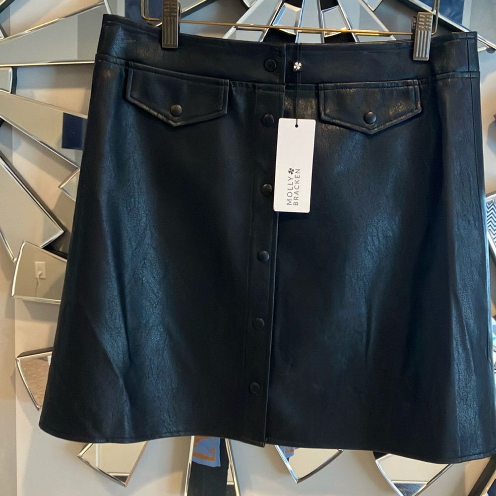 Molly Bracken Faux Leather Mini Skirt NWT
